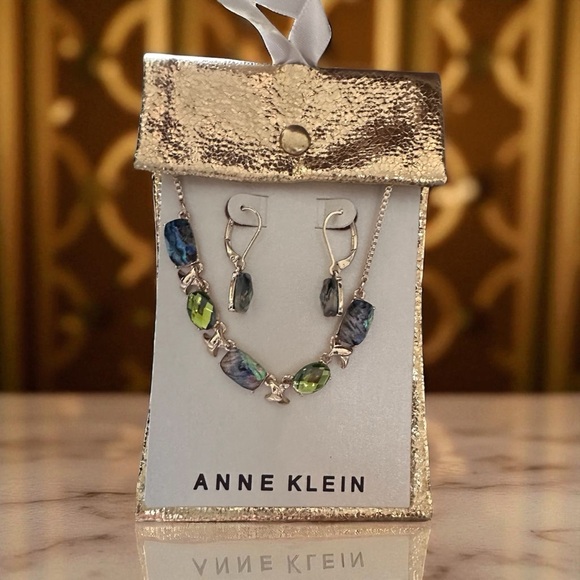 Anne Klein Jewelry - Anne Klein Necklace and Earrings Gold with Blue and Green‎ Stones